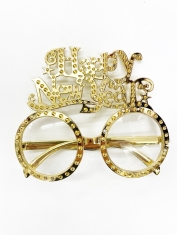 Happy New Year Glasses Gold Round